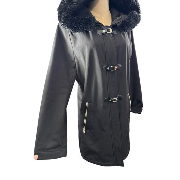 "IVANKA TRUMP" Parka Faux Fur Hooded Coat Toggle Closure SZ L Old Money Classy - Picture 2 of 13